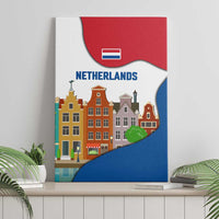 Netherlands Amsterdam Canvas Wall Art with Colorful Canal Houses and National Flag Design - Wonder Print Shop