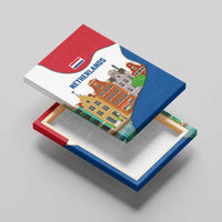 Netherlands Amsterdam Canvas Wall Art with Colorful Canal Houses and National Flag Design - Wonder Print Shop