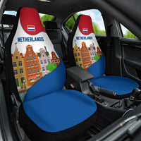 Netherlands Amsterdam Car Seat Cover with Colorful Canal Houses and National Flag Design - Wonder Print Shop