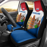 Netherlands Amsterdam Car Seat Cover with Colorful Canal Houses and National Flag Design - Wonder Print Shop