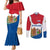 Netherlands Amsterdam Couples Matching Mermaid Dress and Long Sleeve Button Shirt with Colorful Canal Houses and National Flag Design - Wonder Print Shop