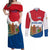 Netherlands Amsterdam Couples Matching Off Shoulder Maxi Dress and Long Sleeve Button Shirt with Colorful Canal Houses and National Flag Design - Wonder Print Shop