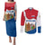 Netherlands Amsterdam Couples Matching Puletasi and Long Sleeve Button Shirt with Colorful Canal Houses and National Flag Design - Wonder Print Shop
