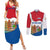 Netherlands Amsterdam Couples Matching Summer Maxi Dress and Long Sleeve Button Shirt with Colorful Canal Houses and National Flag Design - Wonder Print Shop