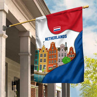 Netherlands Amsterdam Garden Flag with Colorful Canal Houses and National Flag Design - Wonder Print Shop