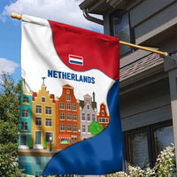 Netherlands Amsterdam Garden Flag with Colorful Canal Houses and National Flag Design - Wonder Print Shop