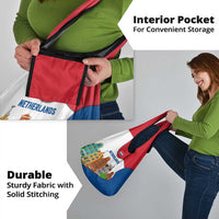 Netherlands Amsterdam Grocery Bag with Colorful Canal Houses and National Flag Design - Wonder Print Shop