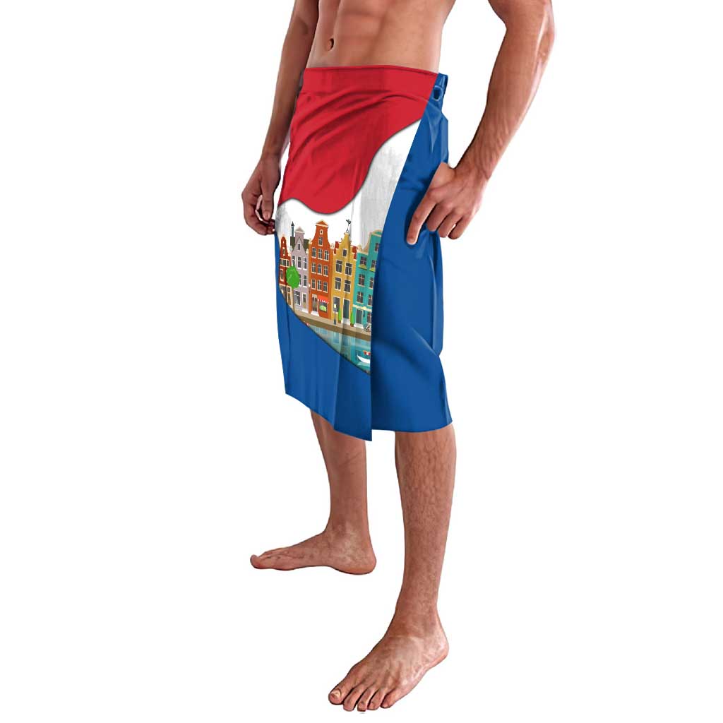 Netherlands Amsterdam Lavalava with Colorful Canal Houses and National Flag Design - Wonder Print Shop