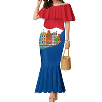 Netherlands Amsterdam Mermaid Dress with Colorful Canal Houses and National Flag Design - Wonder Print Shop