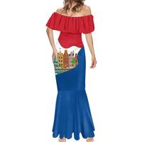 Netherlands Amsterdam Mermaid Dress with Colorful Canal Houses and National Flag Design - Wonder Print Shop