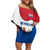 Netherlands Amsterdam Off Shoulder Short Dress with Colorful Canal Houses and National Flag Design - Wonder Print Shop