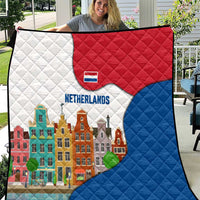 Netherlands Amsterdam Quilt with Colorful Canal Houses and National Flag Design - Wonder Print Shop