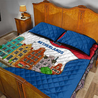 Netherlands Amsterdam Quilt Bed Set with Colorful Canal Houses and National Flag Design - Wonder Print Shop