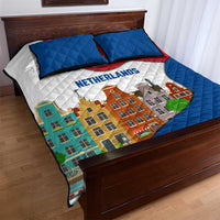 Netherlands Amsterdam Quilt Bed Set with Colorful Canal Houses and National Flag Design - Wonder Print Shop