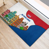 Netherlands Amsterdam Rubber Doormat with Colorful Canal Houses and National Flag Design - Wonder Print Shop