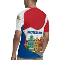 Netherlands Amsterdam Rugby Jersey with Colorful Canal Houses and National Flag Design - Wonder Print Shop
