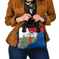 Netherlands Amsterdam Shoulder Handbag with Colorful Canal Houses and National Flag Design - Wonder Print Shop