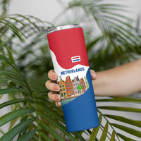 Netherlands Amsterdam Skinny Tumbler with Colorful Canal Houses and National Flag Design - Wonder Print Shop