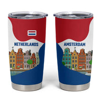 Netherlands Amsterdam Tumbler Cup with Colorful Canal Houses and National Flag Design - Wonder Print Shop