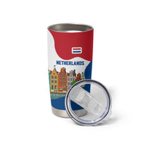 Netherlands Amsterdam Tumbler Cup with Colorful Canal Houses and National Flag Design - Wonder Print Shop