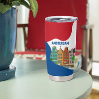 Netherlands Amsterdam Tumbler Cup with Colorful Canal Houses and National Flag Design - Wonder Print Shop