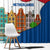 Netherlands Amsterdam Window Curtain with Colorful Canal Houses and National Flag Design - Wonder Print Shop