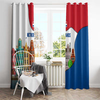 Netherlands Amsterdam Window Curtain with Colorful Canal Houses and National Flag Design - Wonder Print Shop