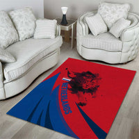 Netherlands Area Rug with Lion Graphic and Dutch Flag in Red and Blue Design - Wonder Print Shop