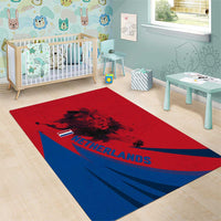 Netherlands Area Rug with Lion Graphic and Dutch Flag in Red and Blue Design - Wonder Print Shop
