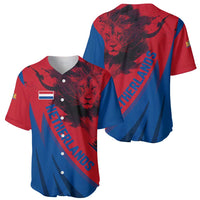 Netherlands Baseball Jersey with Lion Graphic and Dutch Flag in Red and Blue Design - Wonder Print Shop