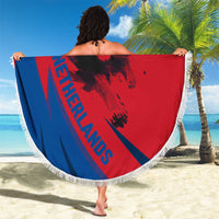 Netherlands Beach Blanket with Lion Graphic and Dutch Flag in Red and Blue Design - Wonder Print Shop