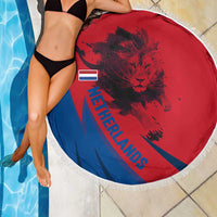 Netherlands Beach Blanket with Lion Graphic and Dutch Flag in Red and Blue Design - Wonder Print Shop