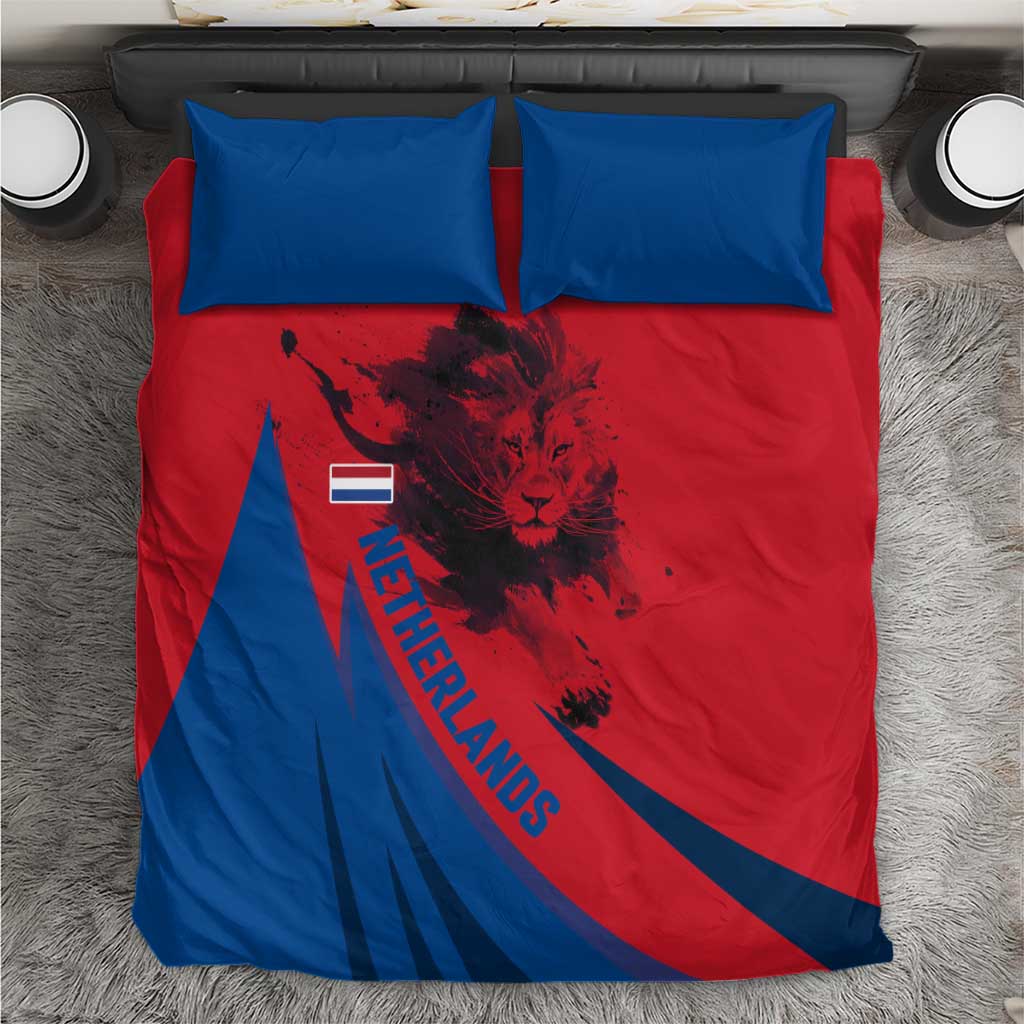 Netherlands Bedding Set with Lion Graphic and Dutch Flag in Red and Blue Design - Wonder Print Shop
