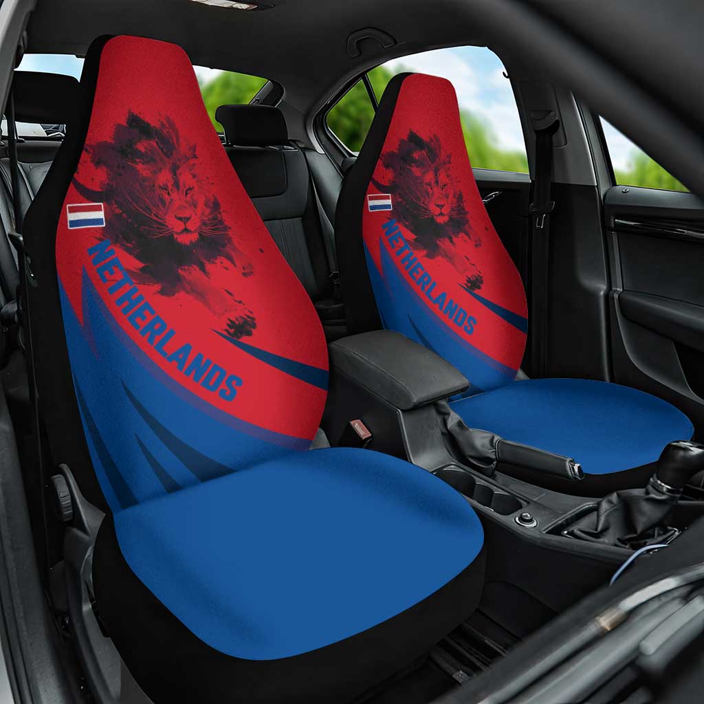 Netherlands Car Seat Cover with Lion Graphic and Dutch Flag in Red and Blue Design - Wonder Print Shop