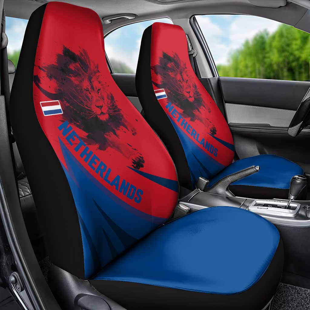 Netherlands Car Seat Cover with Lion Graphic and Dutch Flag in Red and Blue Design - Wonder Print Shop