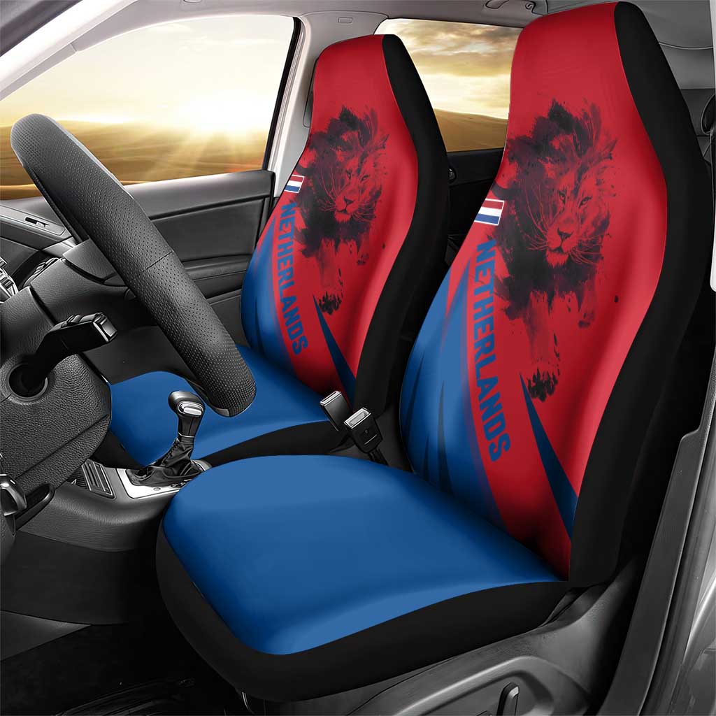 Netherlands Car Seat Cover with Lion Graphic and Dutch Flag in Red and Blue Design - Wonder Print Shop