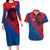 Netherlands Couples Matching Long Sleeve Bodycon Dress and Hawaiian Shirt with Lion Graphic and Dutch Flag in Red and Blue Design - Wonder Print Shop