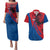 Netherlands Couples Matching Puletasi and Hawaiian Shirt with Lion Graphic and Dutch Flag in Red and Blue Design - Wonder Print Shop