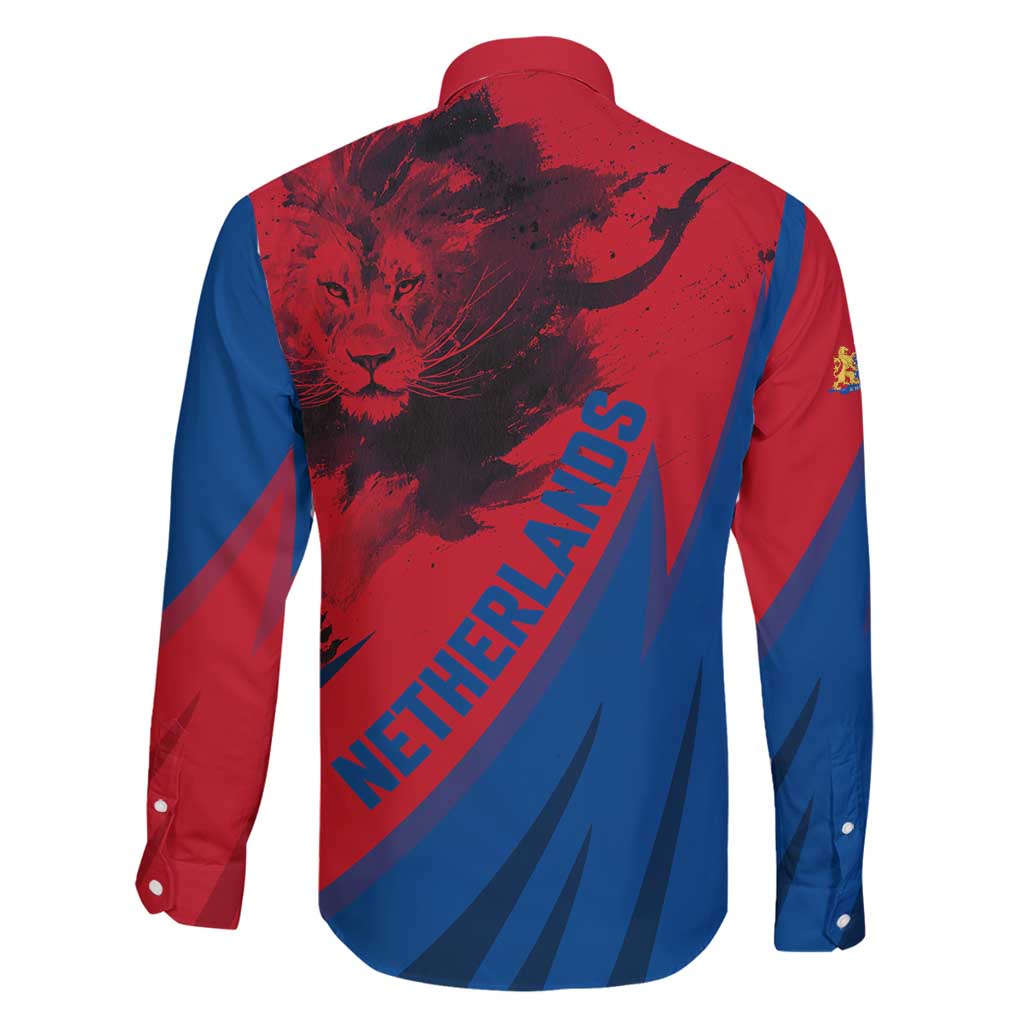Netherlands Family Matching Puletasi and Hawaiian Shirt with Lion Graphic and Dutch Flag in Red and Blue Design - Wonder Print Shop