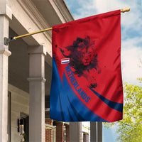 Netherlands Garden Flag with Lion Graphic and Dutch Flag in Red and Blue Design - Wonder Print Shop