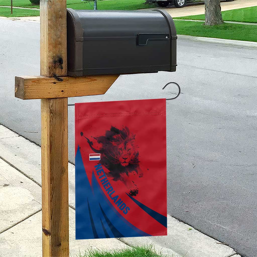 Netherlands Garden Flag with Lion Graphic and Dutch Flag in Red and Blue Design - Wonder Print Shop