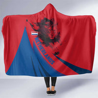 Netherlands Hooded Blanket with Lion Graphic and Dutch Flag in Red and Blue Design - Wonder Print Shop