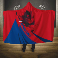 Netherlands Hooded Blanket with Lion Graphic and Dutch Flag in Red and Blue Design - Wonder Print Shop