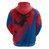 Netherlands Hoodie with Lion Graphic and Dutch Flag in Red and Blue Design - Wonder Print Shop