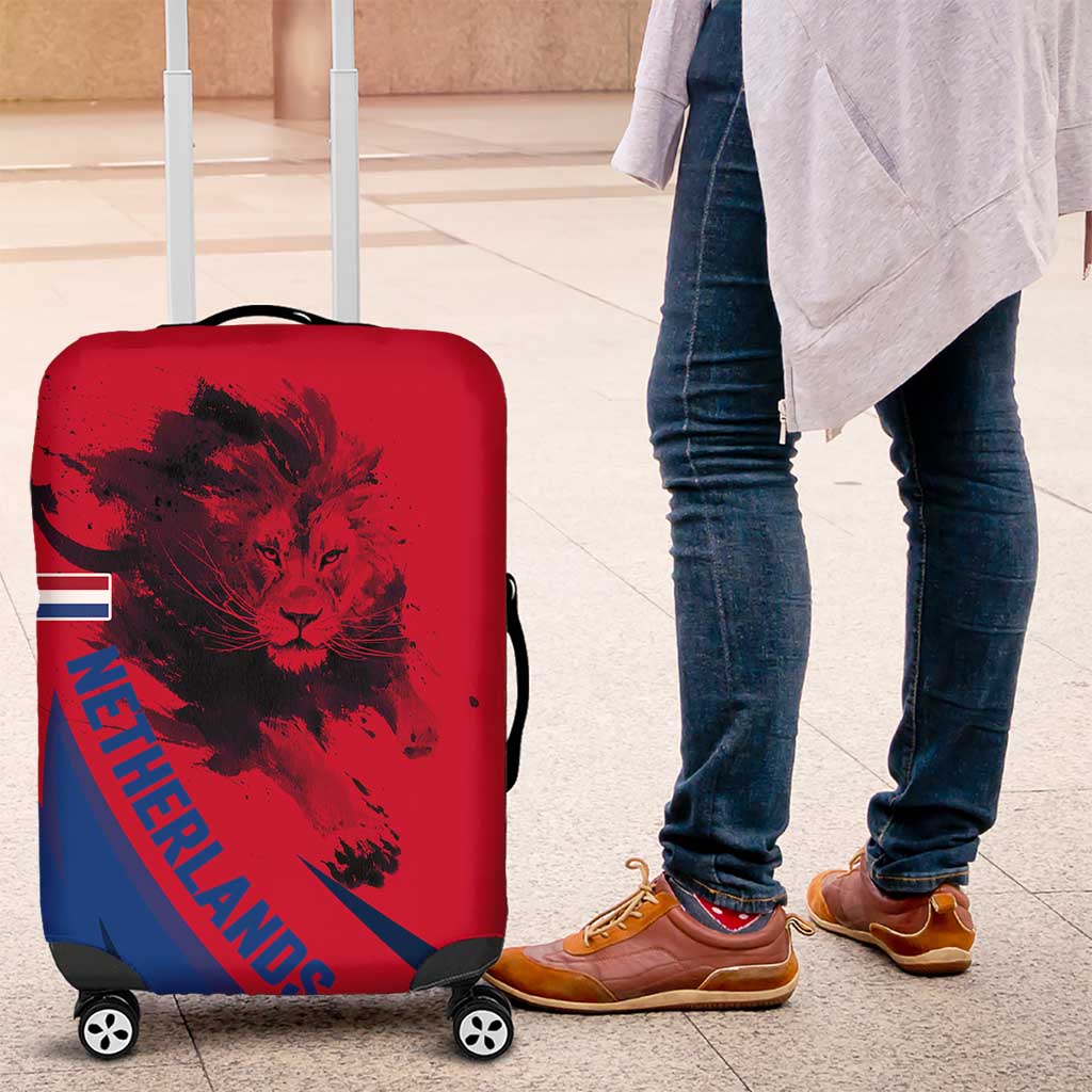 Netherlands Luggage Cover with Lion Graphic and Dutch Flag in Red and Blue Design - Wonder Print Shop