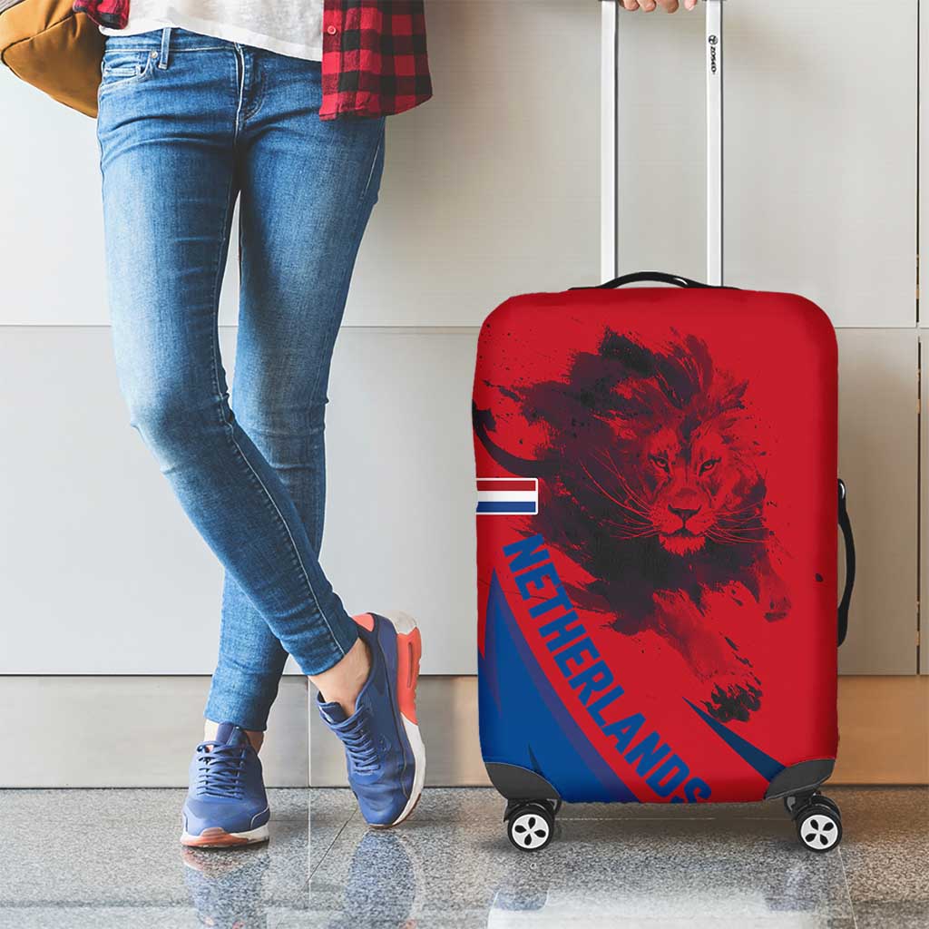 Netherlands Luggage Cover with Lion Graphic and Dutch Flag in Red and Blue Design - Wonder Print Shop