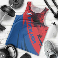 Netherlands Men Tank Top with Lion Graphic and Dutch Flag in Red and Blue Design - Wonder Print Shop