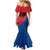 Netherlands Mermaid Dress with Lion Graphic and Dutch Flag in Red and Blue Design - Wonder Print Shop