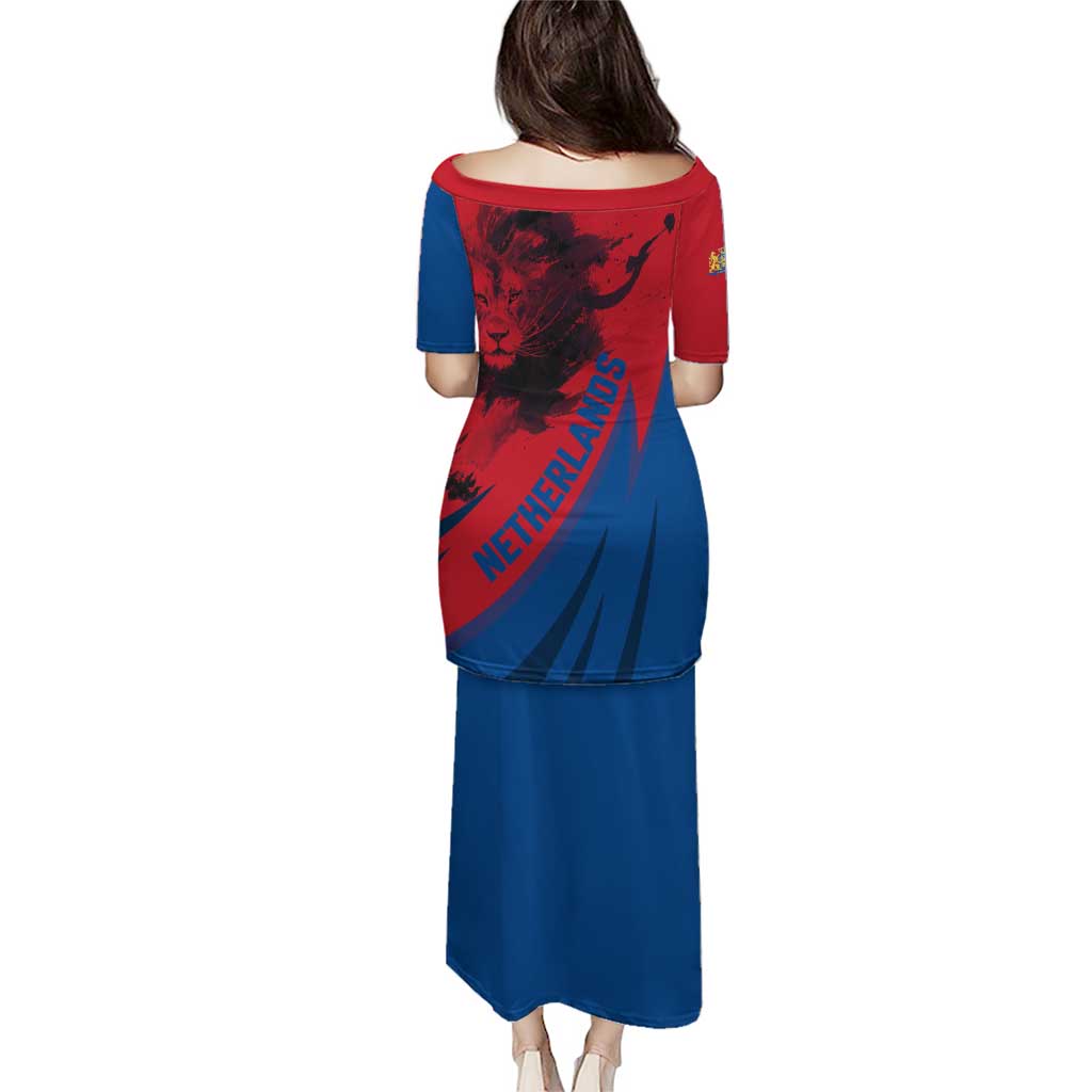 Netherlands Puletasi with Lion Graphic and Dutch Flag in Red and Blue Design - Wonder Print Shop
