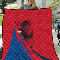 Netherlands Quilt with Lion Graphic and Dutch Flag in Red and Blue Design - Wonder Print Shop
